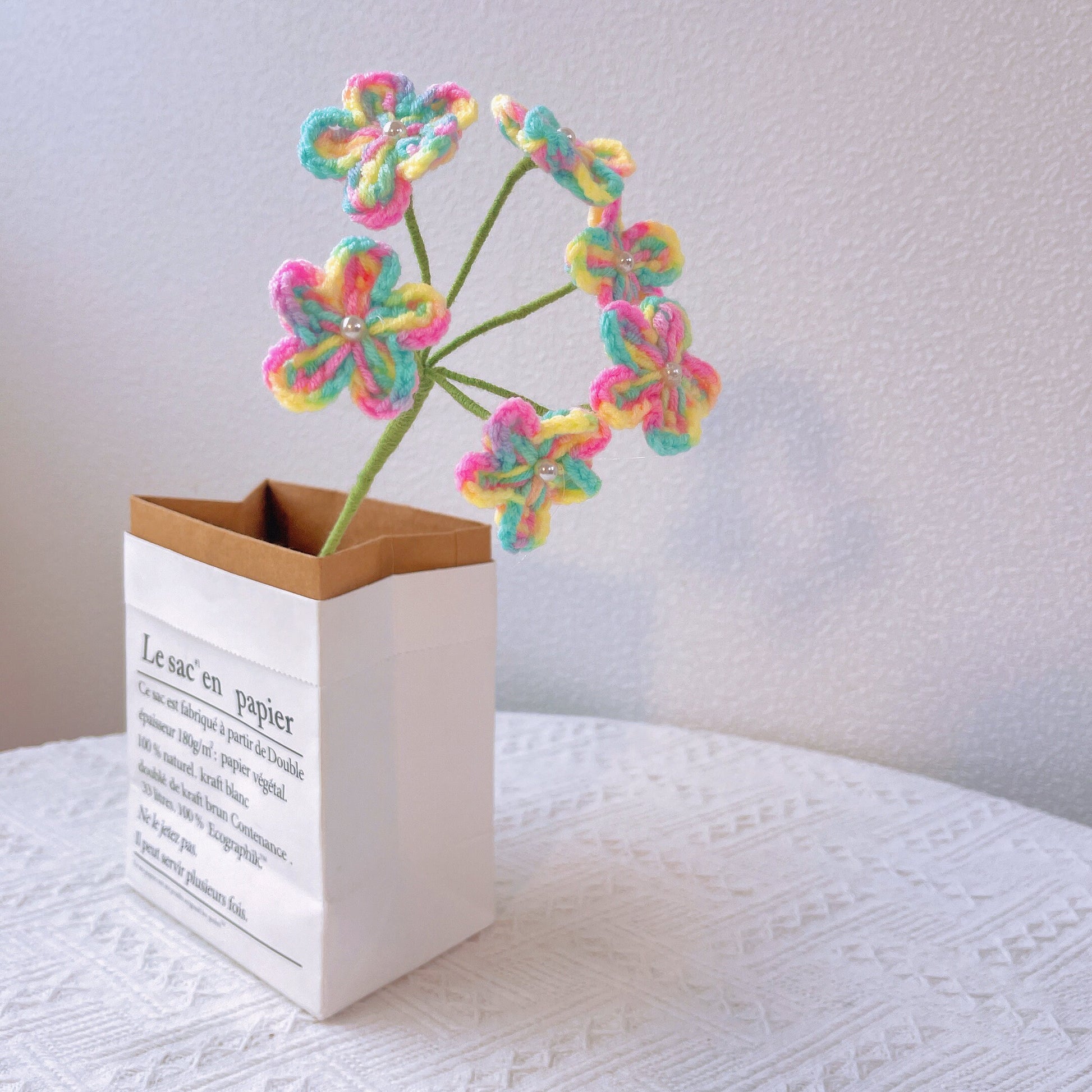 Crochet Forget-me-not Knitted Flowers - Bouquet Arrangement, Flowers for Vase, Table Decor, Centerpiece, Wedding Decoration, Unique Decor