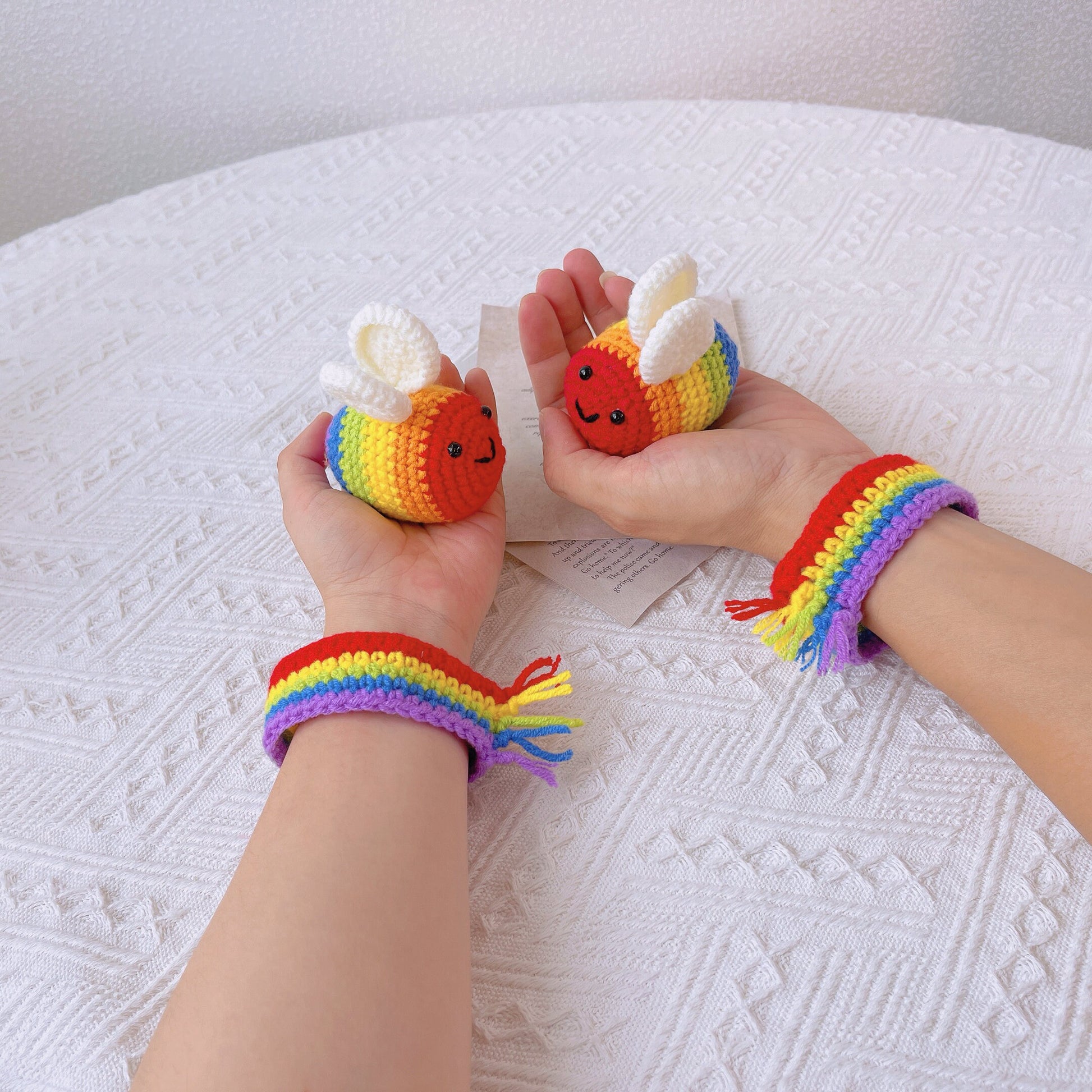 2Pcs LGBTQIA+ Rainbow Pride Crochet Handmade Wristband - Couple Bracelet, Pride Gift, Friendship Bracelet for Men and Women, LGGT Festival