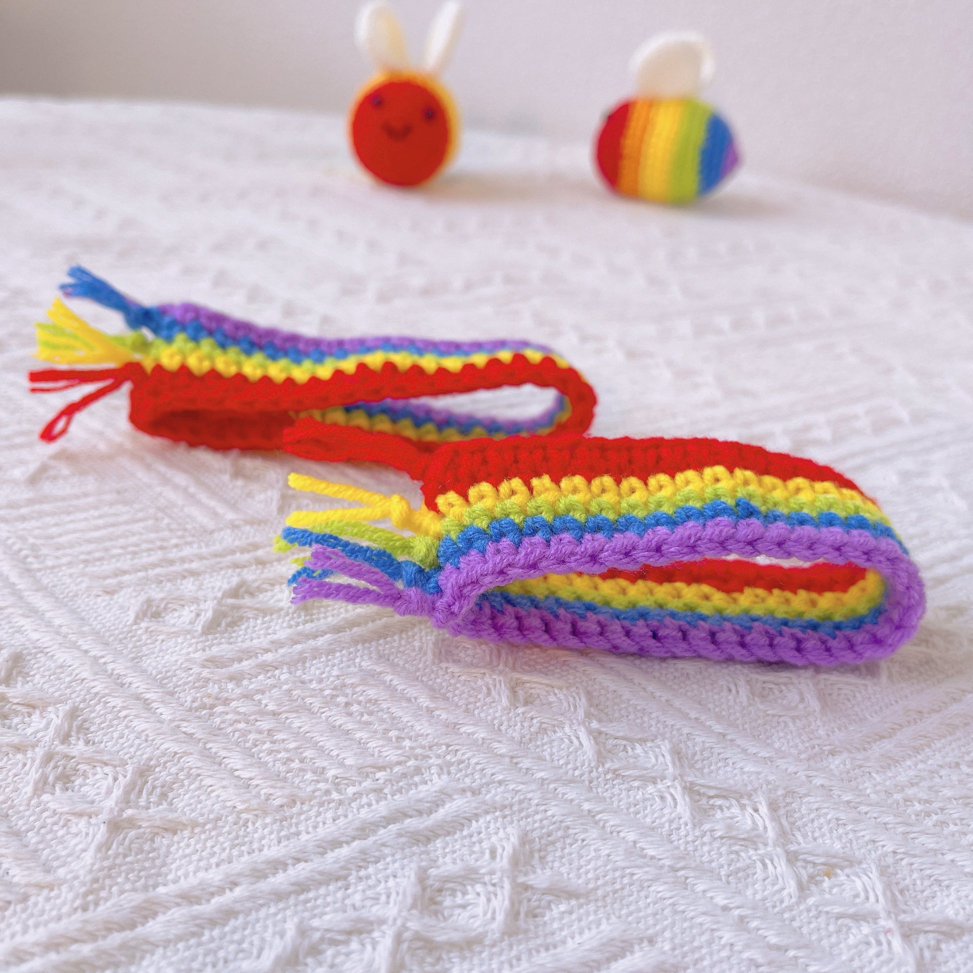 2Pcs LGBTQIA+ Rainbow Pride Crochet Handmade Wristband - Couple Bracelet, Pride Gift, Friendship Bracelet for Men and Women, LGGT Festival