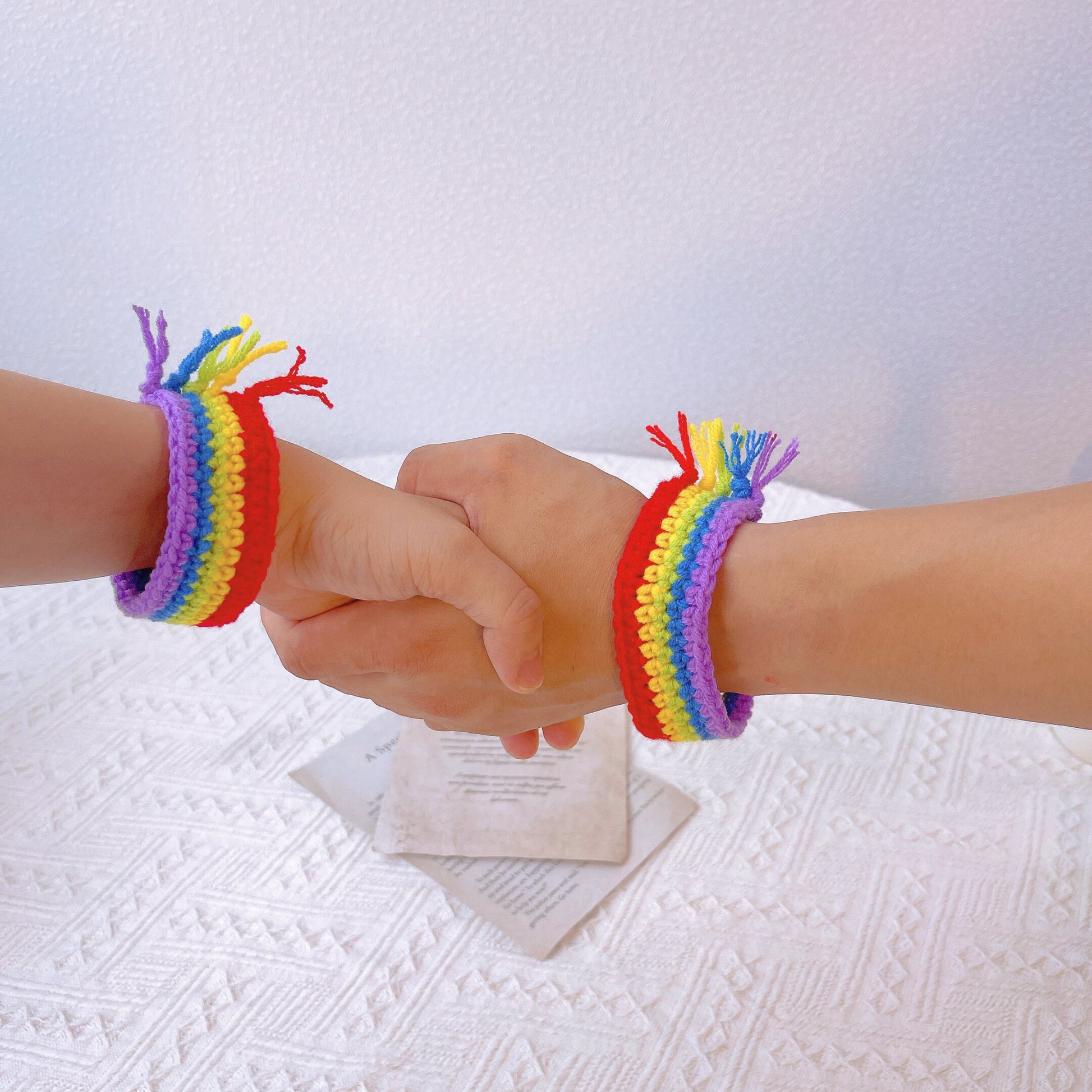 2Pcs LGBTQIA+ Rainbow Pride Crochet Handmade Wristband - Couple Bracelet, Pride Gift, Friendship Bracelet for Men and Women, LGGT Festival