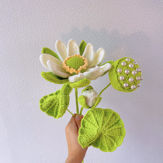 Crochet Lotus Blooms Collection - Craft and DIY Space, Cozy Home Decor, Flowers for Vase, Crochet Inspiration, Unique Centerpiece, Design