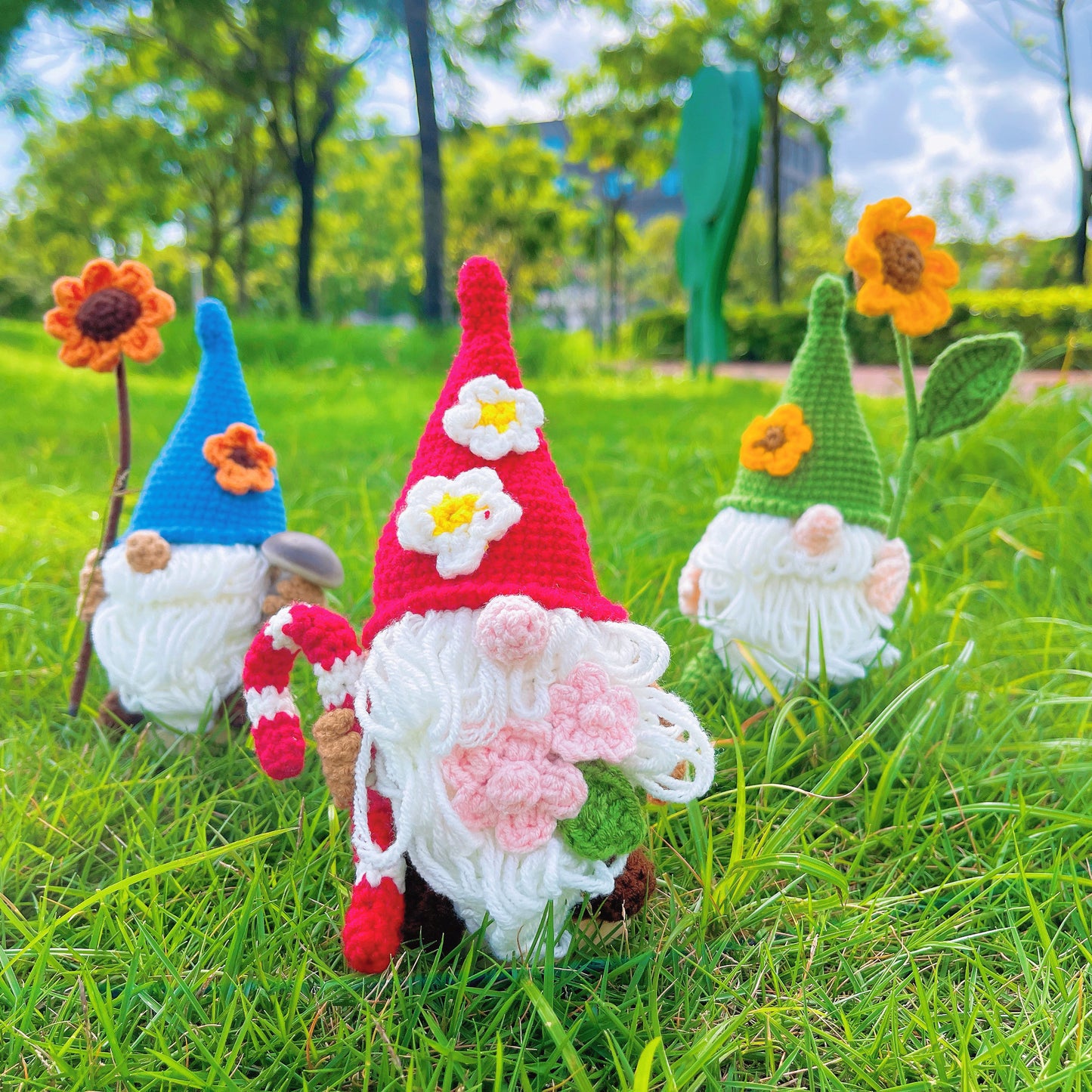 Handmade Crochet Gnomes with Stand for Decor Gifts - Nordic Figurines with Adorable Design, Perfect for Christmas, Holidays and Collector