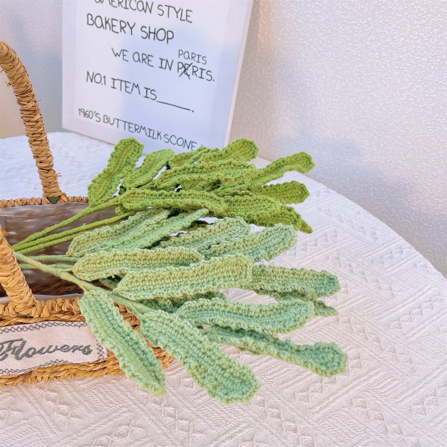 Handmade Crochet Daisy Leaves Delight Plant Stake for Home Decoration and DIY Plant Crafts - Centerpiece, Workspace, Flower Arrangement