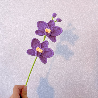 Handgefertigter Phalaenopsis-Orchideenstecker für Heimdekoration und Pflanzenunterstützung – Häkelgarn-Bastelarbeiten, Innendekoration, einzigartige Geschenke, Häkelstrauß