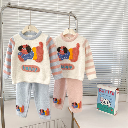 Softest Homemade Knit Pajama Set - Custom-Dyed Fade & Pill Resistant Yarn - Stretchable Comfort Fit - Cozy Warm Sleepwear for Women & Girls