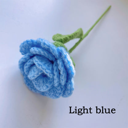 手工鉤織外翻玫瑰——毛線精製，家居裝飾，禮物首選，浪漫迷人，象徵之花，仿真花卉，情人節佳選