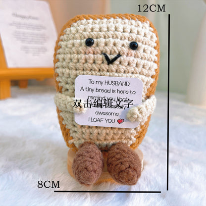 Handmade Crochet Bread Toast Ornament with Customizable Card, To My Husband Gift, Funny I Loaf You Pun, Cute Couple Gift for Husband, Valentine's Day, Anniversary, Birthday, Father's Day, Thinking of You