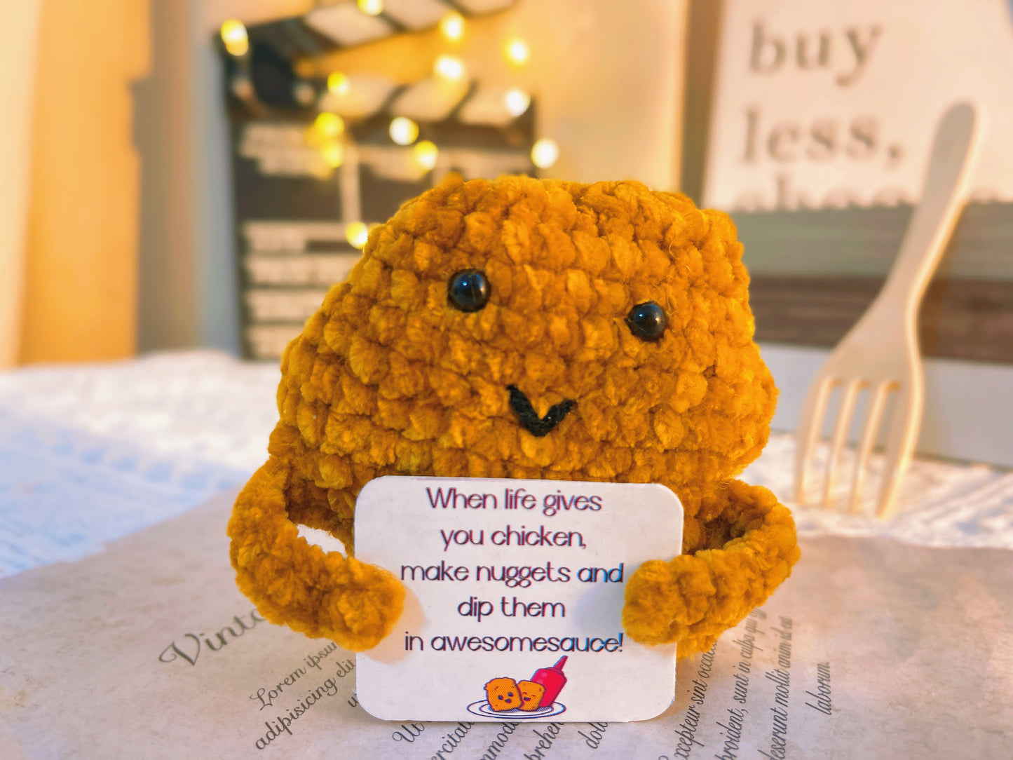 Cuscinetti a maglia personalizzati per sostegno emotivo: Sottaceto, Pipì Supportivo, Limone Allegro e Nugget di Pollo, con biglietti di auguri personalizzati - Regali pensati per Compleanni, Guarigione, Ripresa dopo Interventi Chirurgici, Sollievo dallo S