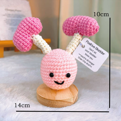 Crochet Bladder Desk Ornament with Customizable Card – Handmade Gift for Get Well Soon, Surgery Recovery, Urology, Nurses, Doctors – Cheer up, White Elephant, Secret Santa