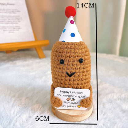 Crochet Birthday Potato Celebration Plushie with Customizable Card, Happy Birthday You Handmade Awesome Spud, Cute Funny Birthday Gift, Party Favor Best Friend Gift, Thinking of You