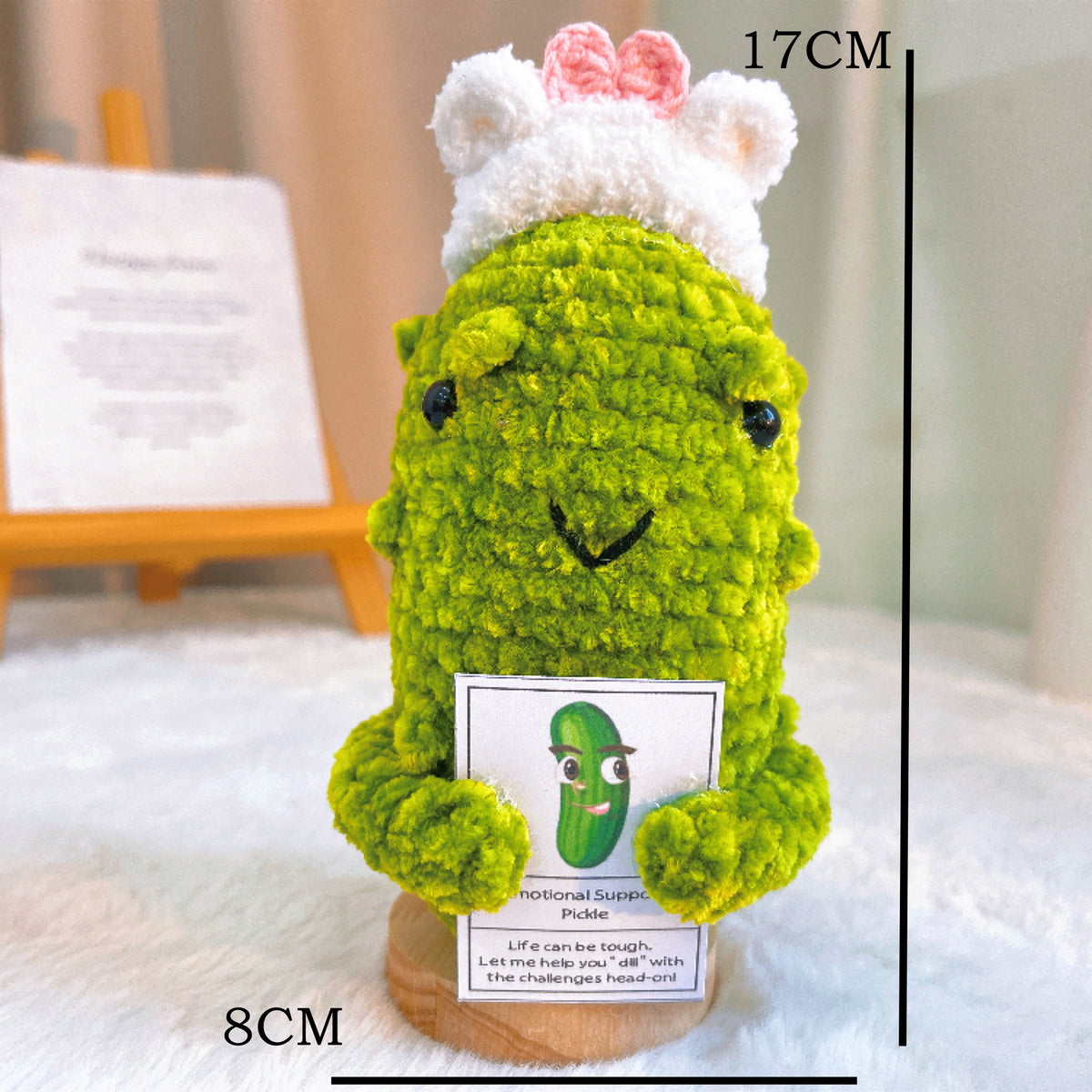 Crochet Comfy Pickle Plushie with Customizable Card, Emotional Support Cucumber Funny Gift, Let Me Help You Dill With It, Cute Encouragement Get Well Soon, Thinking of You Best Friend Gift