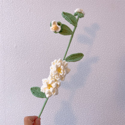 Bouquet di gardenie a crochet fatto a mano - Regalo adatto alle persone con allergie, include gardenie, girasole e olivo - Perfetto per matrimoni, compleanni e arredo casa - Imballato in carta ecologica verde e crema