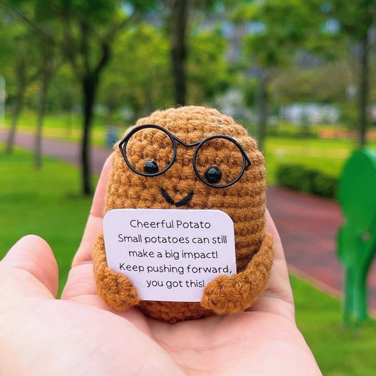 Figurinha Alegre de Batata Feita à Mão para Mesa com Cartão Personalizável, Plantinhas em Jardininha em Miniatura - Perfeita para Decoração de Casa, Presentes, Motivação e Ocasiões Especiais