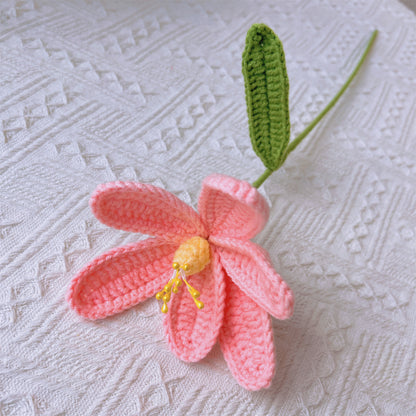 Bellissimo mazzo fatto a mano a maglia "Dolce Sole" con rose, tulipani, gigli, foglie di eucalipto e altro ancora - Perfetto per San Valentino, la Festa della Mamma o qualsiasi occasione