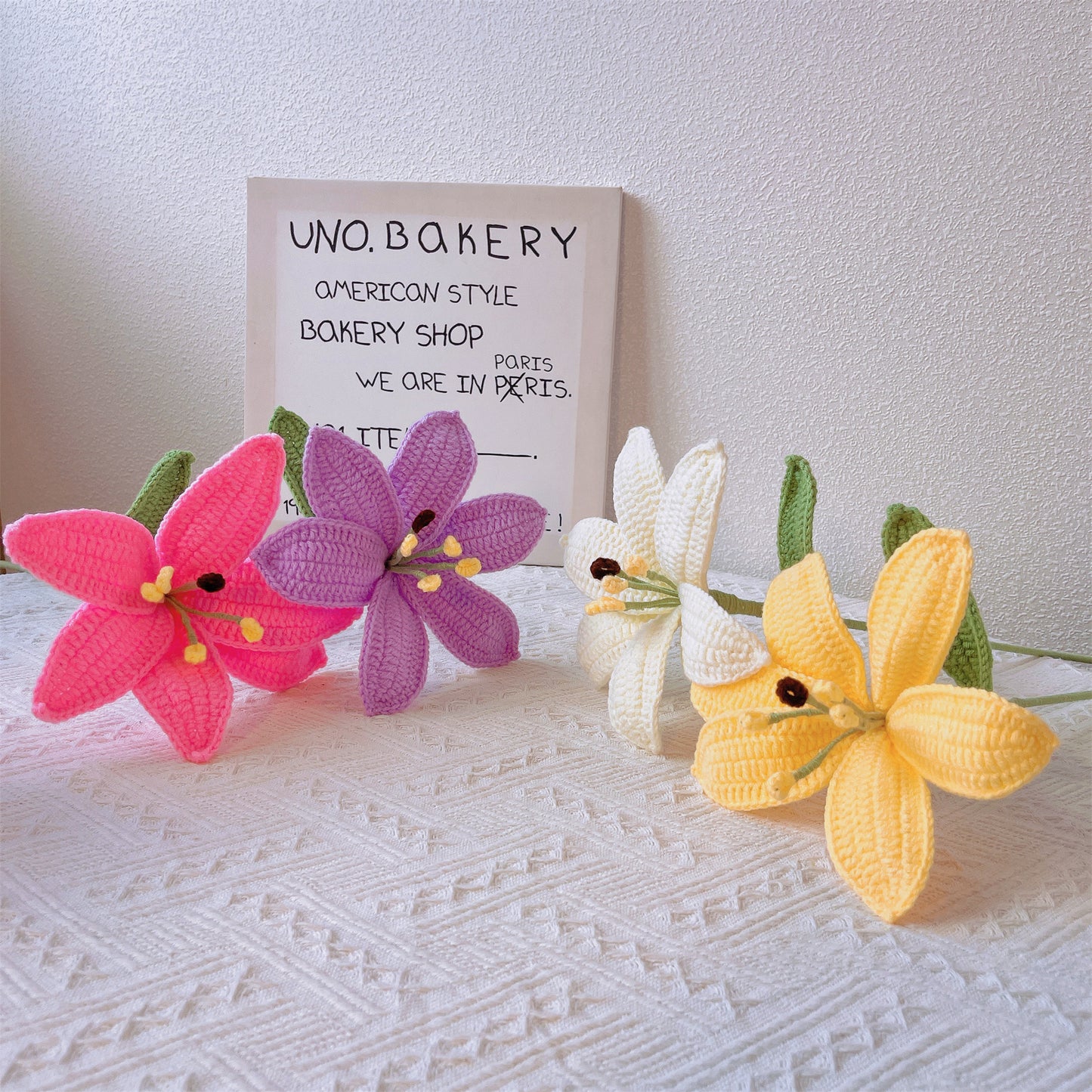 Graceful Blooms: Handcrafted Crochet Large Lilies Stake for a Majestic Garden Deco