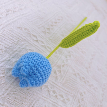 Tulipano elegante e realistico a mano a maglia - Bella replica con gambo, Arredamento per la casa e regalo, Regali per l'ingresso in casa, Decorazione da scrivania