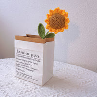 Handmade Crocheted Luminous Joy Bouquet - Roses, Sunflowers, and Puffs Bouquet