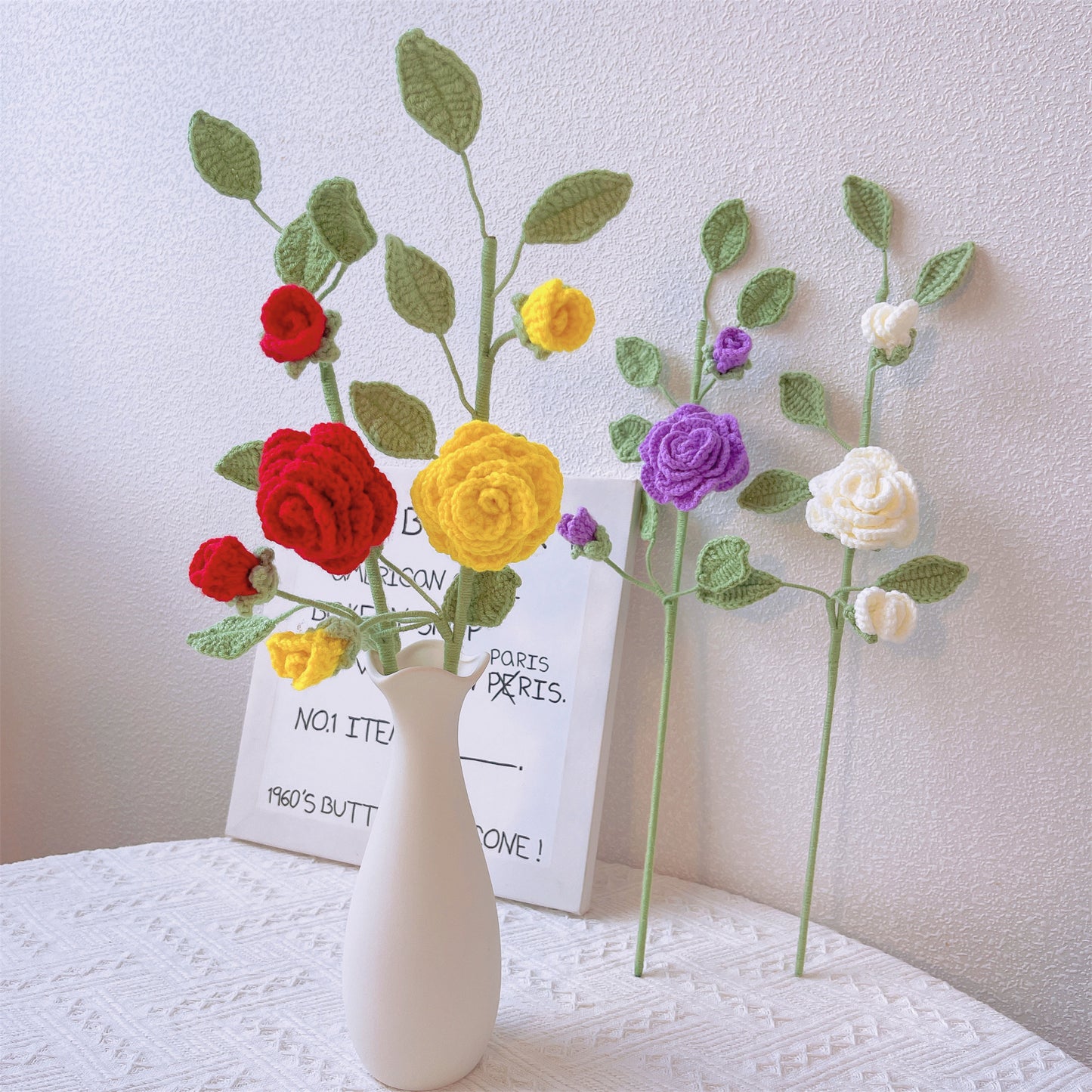Camellia Dream: Handcrafted Crochet Camellia Stake for a Serene Garden Decor