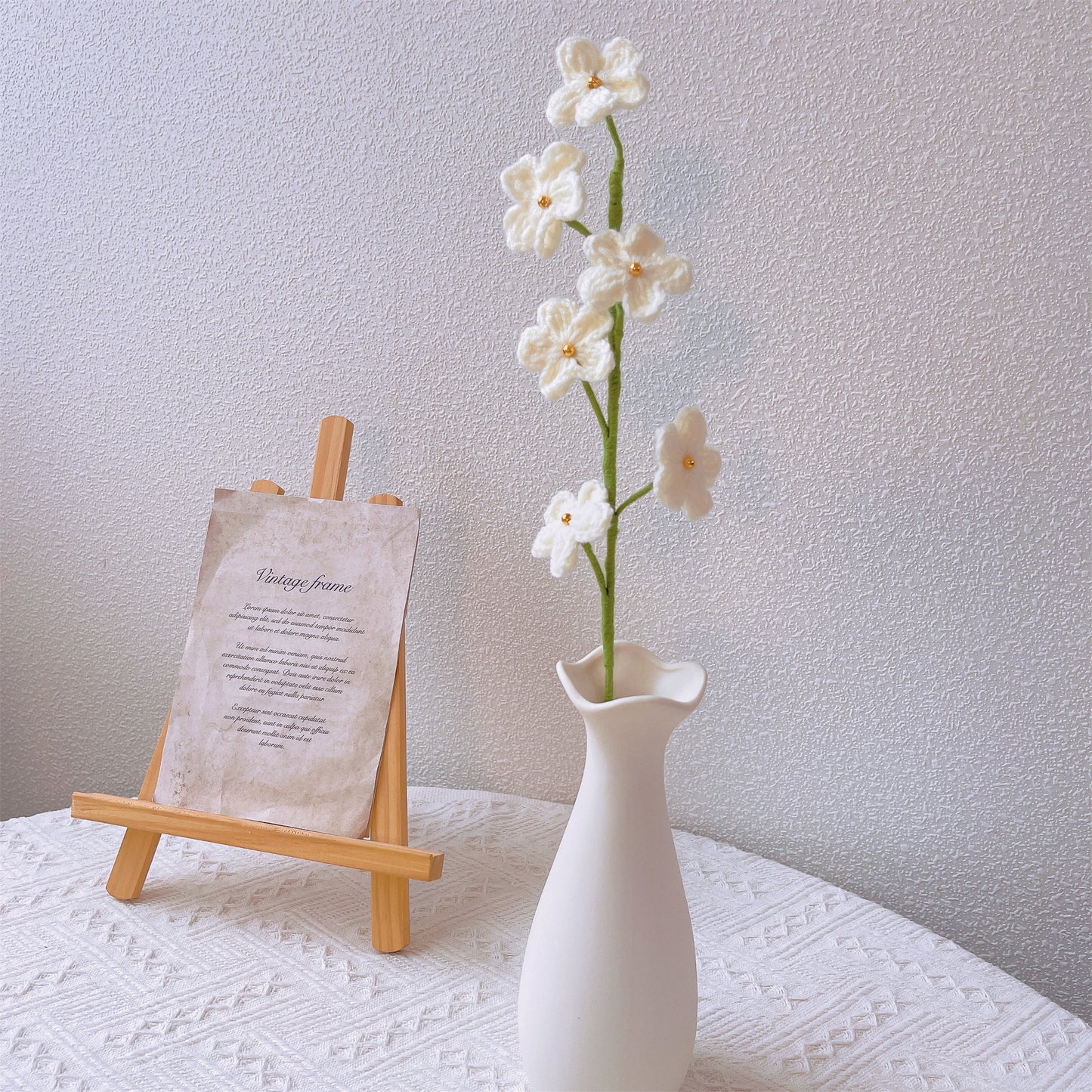 Gehäkelte Vergissmeinnicht-Strickblumen – Blumenstrauß, Blumen für Vase, Tischdekoration, Herzstück, Hochzeitsdekoration, einzigartiges Dekor