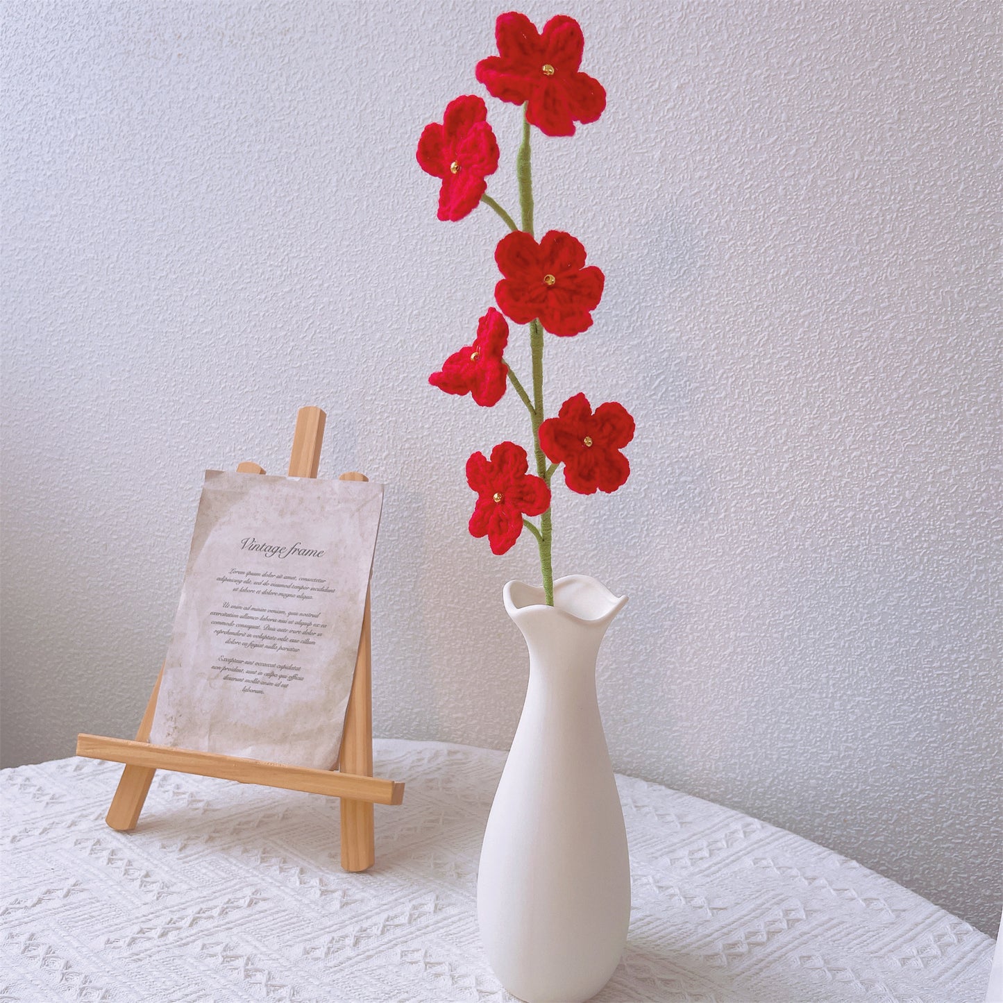 Gehäkelte Vergissmeinnicht-Strickblumen – Blumenstrauß, Blumen für Vase, Tischdekoration, Herzstück, Hochzeitsdekoration, einzigartiges Dekor