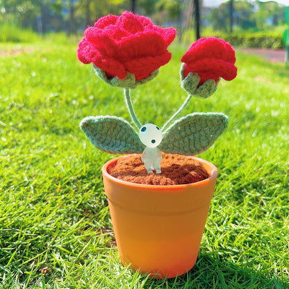Piante di Rose Realizzate a Mano a Maglia - Finto Fiore Realistico - Decorazione Unica per la Casa - Regalo Perfetto per gli Amanti delle Piante - Fatto a Mano - Regalo per la Festa del Padre 2024