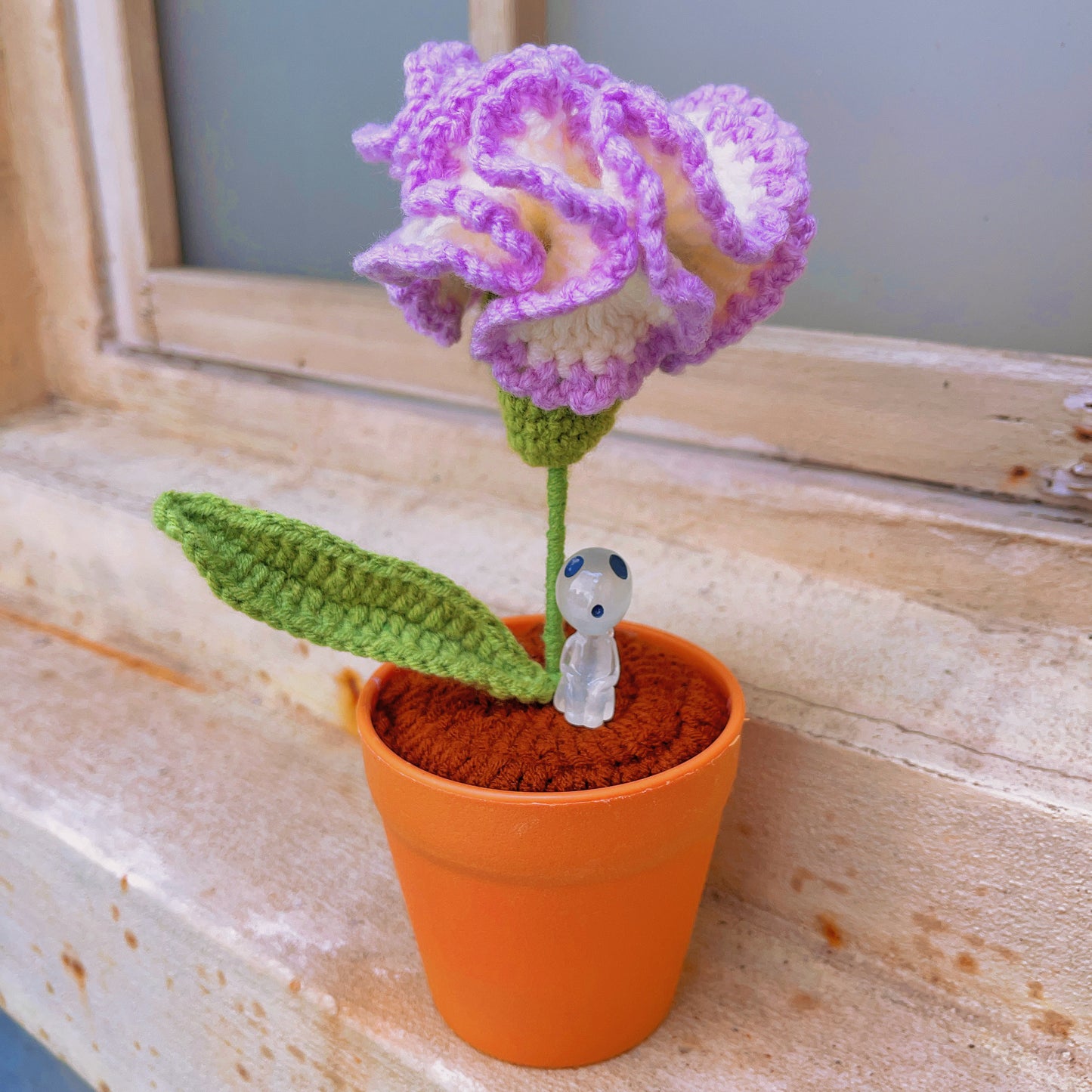 Planta de claveles tejida a mano - Falsa flor realista - Decoración única para el hogar - Regalo perfecto para los amantes de las plantas - Hecha a mano