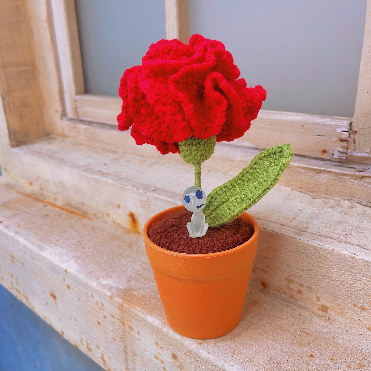 Planta de claveles tejida a mano - Falsa flor realista - Decoración única para el hogar - Regalo perfecto para los amantes de las plantas - Hecha a mano