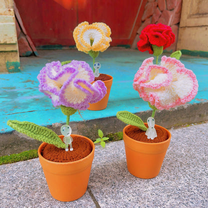Planta de claveles tejida a mano - Falsa flor realista - Decoración única para el hogar - Regalo perfecto para los amantes de las plantas - Hecha a mano