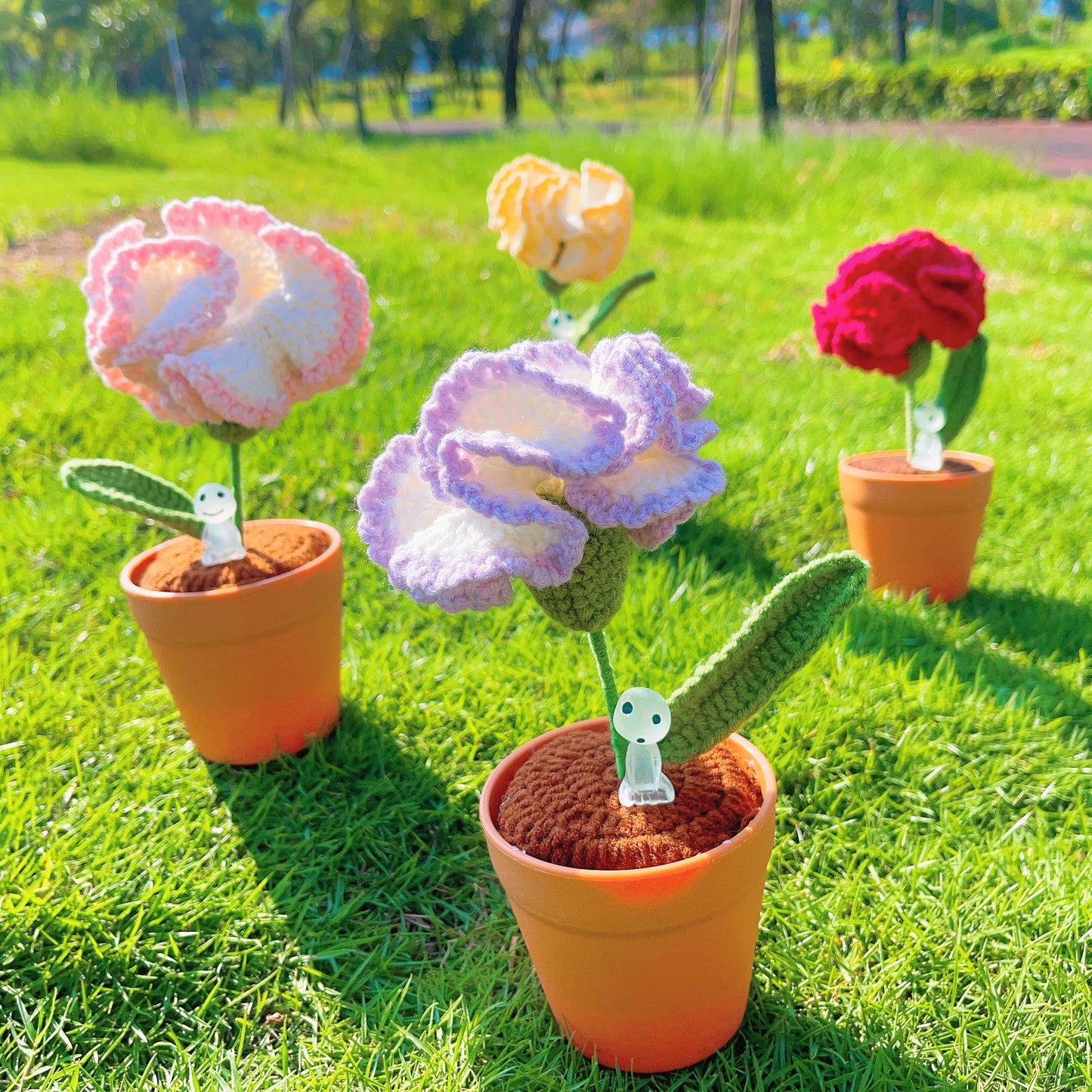 Planta de claveles tejida a mano - Falsa flor realista - Decoración única para el hogar - Regalo perfecto para los amantes de las plantas - Hecha a mano