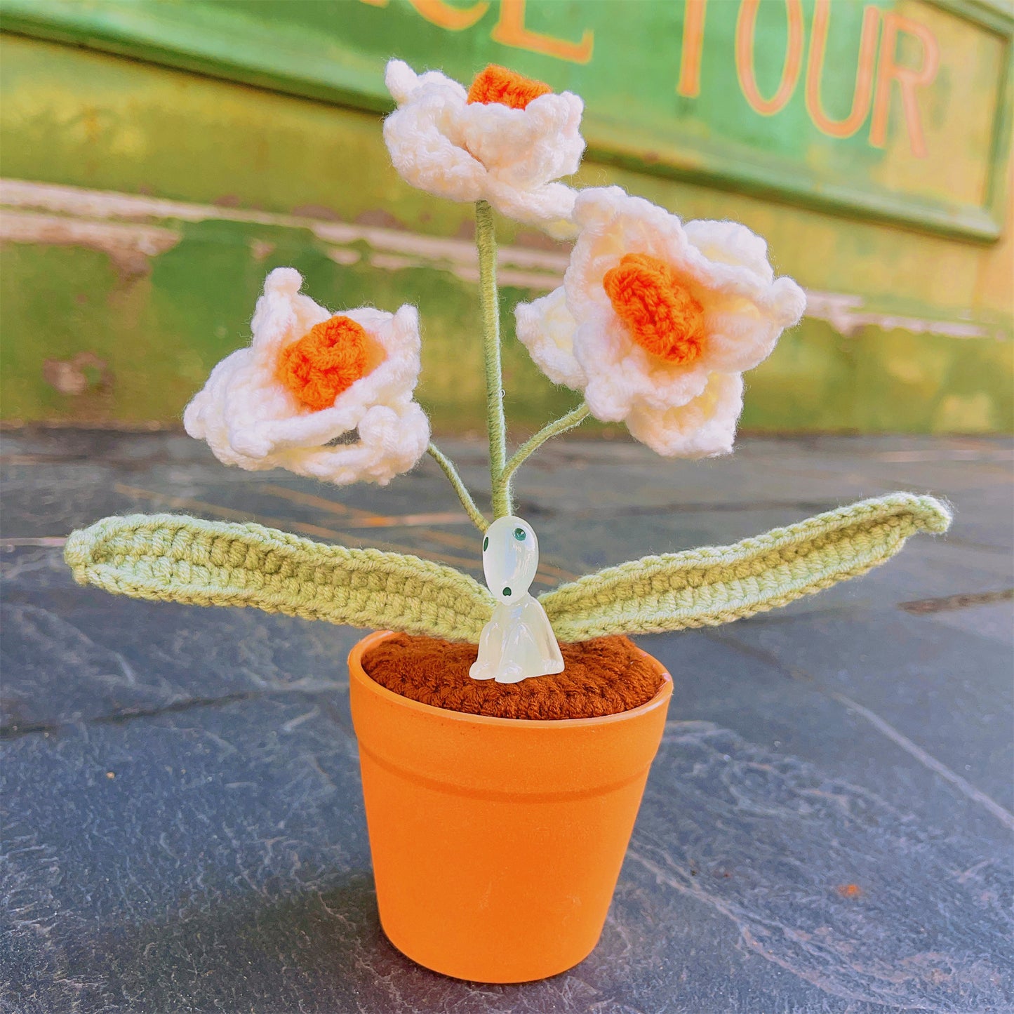 Narciso in vaso - Pianta d'interno per casa o ufficio, fatta a mano, a maglia, camera da letto, fiore eterno, regalo per lei, luce notturna