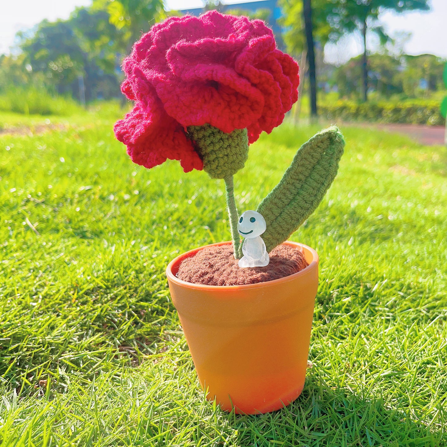 Planta de claveles tejida a mano - Falsa flor realista - Decoración única para el hogar - Regalo perfecto para los amantes de las plantas - Hecha a mano