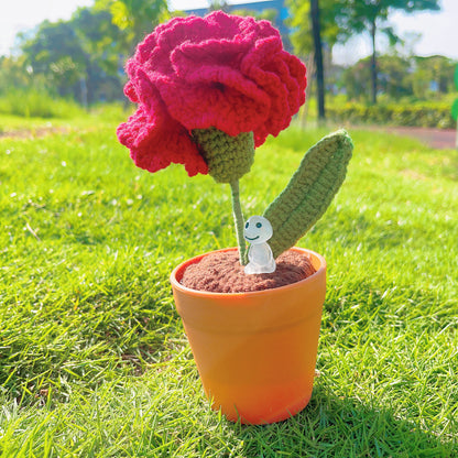 Planta de claveles tejida a mano - Falsa flor realista - Decoración única para el hogar - Regalo perfecto para los amantes de las plantas - Hecha a mano