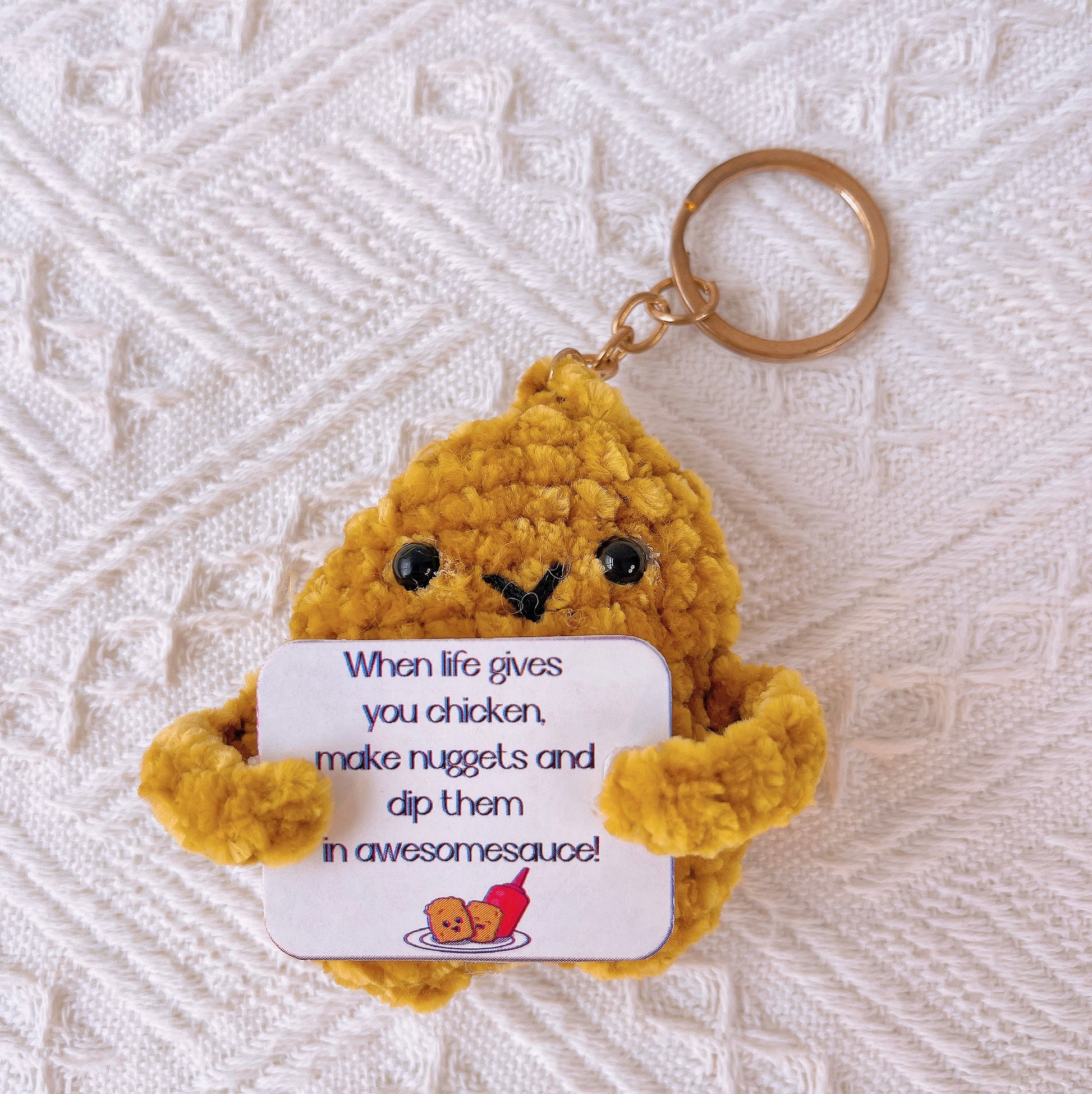 Crochet Positive Chicken Nugget Plushie with Personalized Text