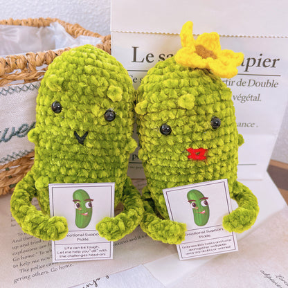 Conjunto de Presente Personalizado de Pickles Crochê Feito à Mão para Casais e Amigos (Texto Personalizado Disponível)