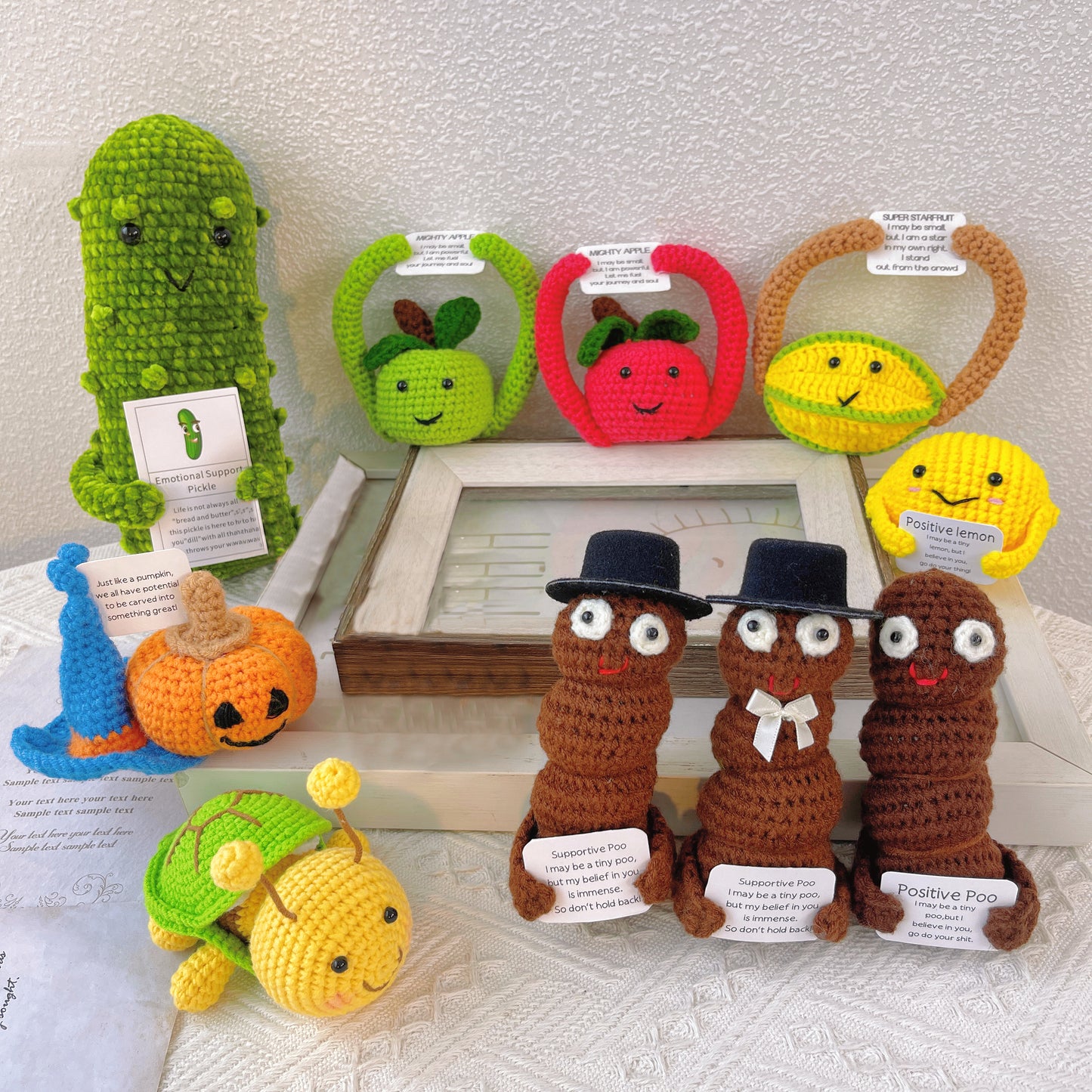 Cuddles Emotivi Plush Positivo per Arredamento di Casa (Testo Personalizzato Disponibile) - Pietra Zen Pietra Positiva Pickles Sollievo dallo Stress Forza Resilienza Regalo per la Ripresa