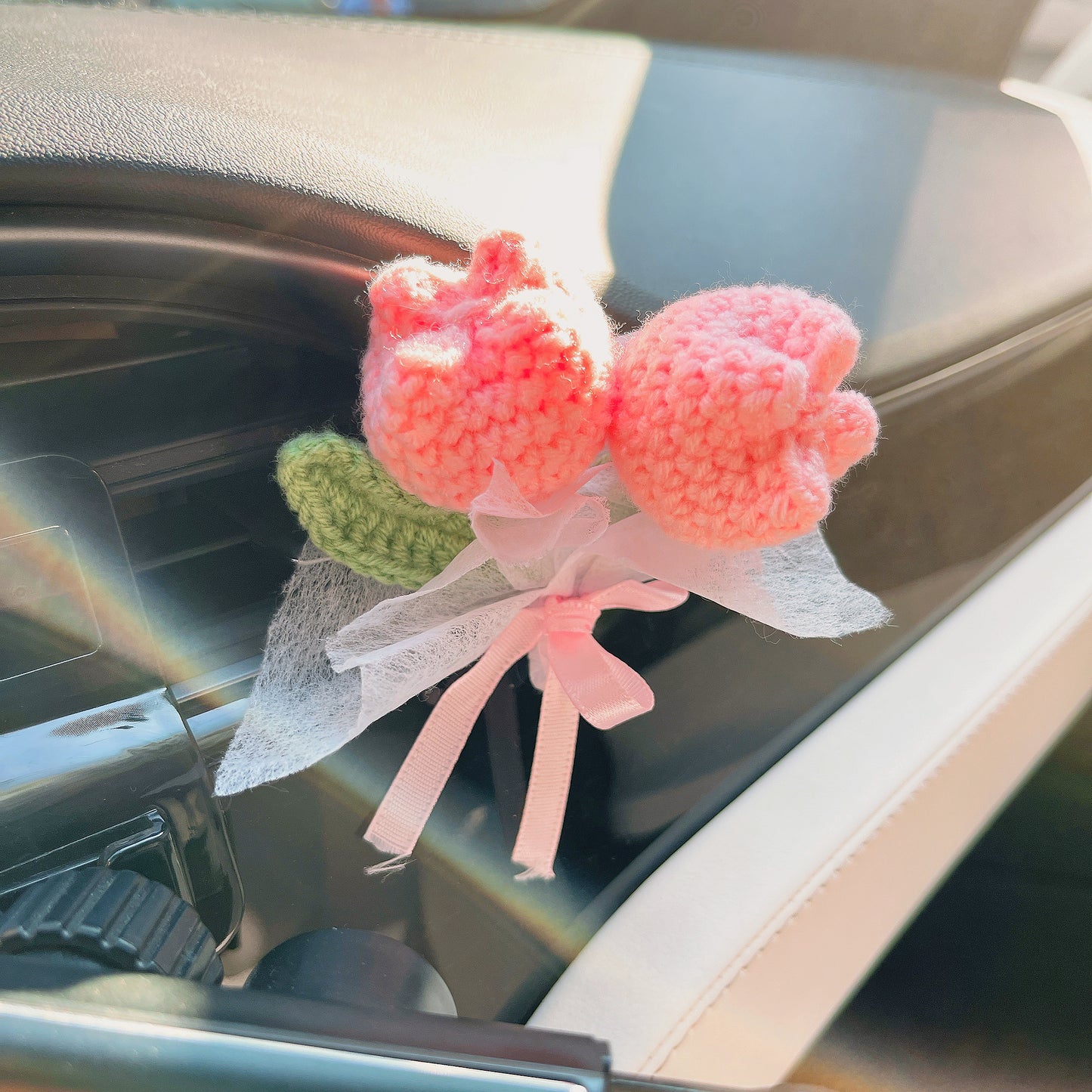 Desodorantes de aire para el coche de flores ganchilladas a mano: Navidad, Cumpleaños, Cualquier Ocasión