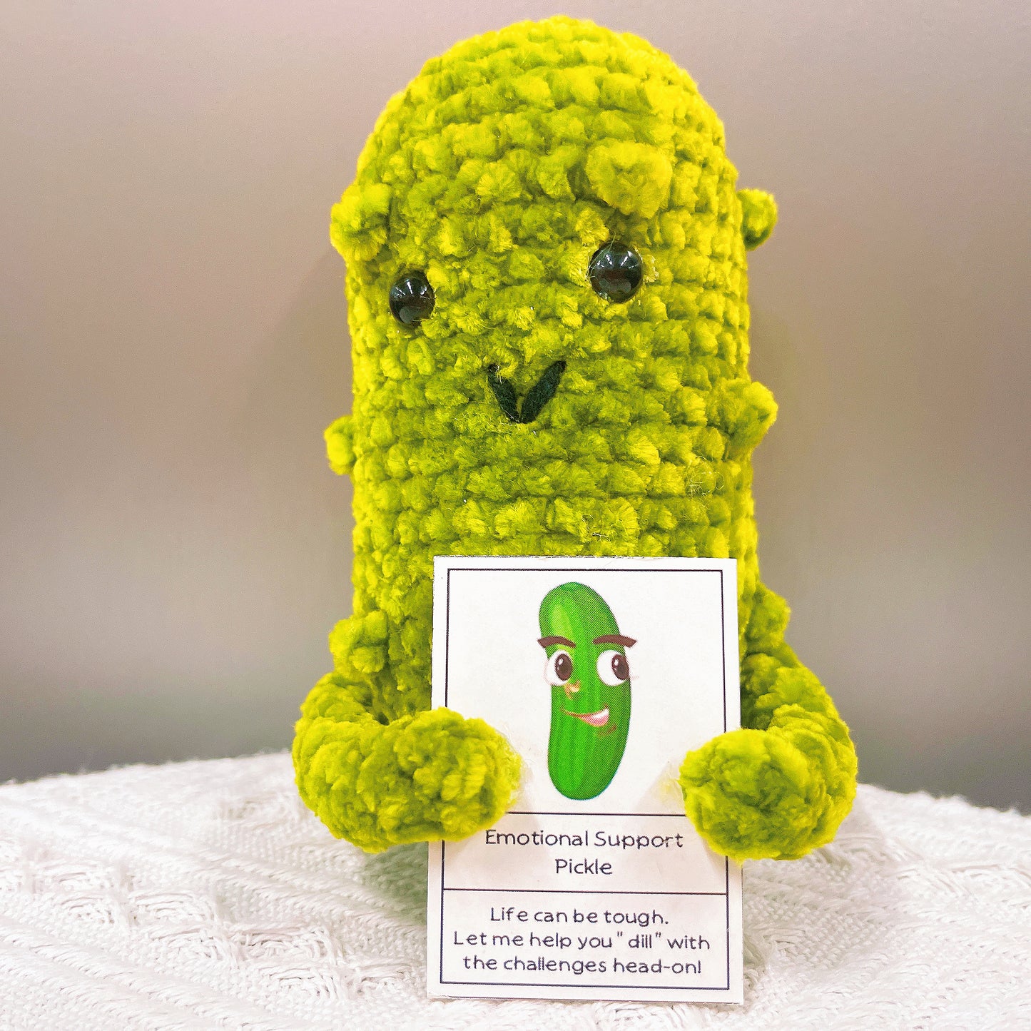 Conjunto de Presente Personalizado de Pickles Crochê Feito à Mão para Casais e Amigos (Texto Personalizado Disponível)