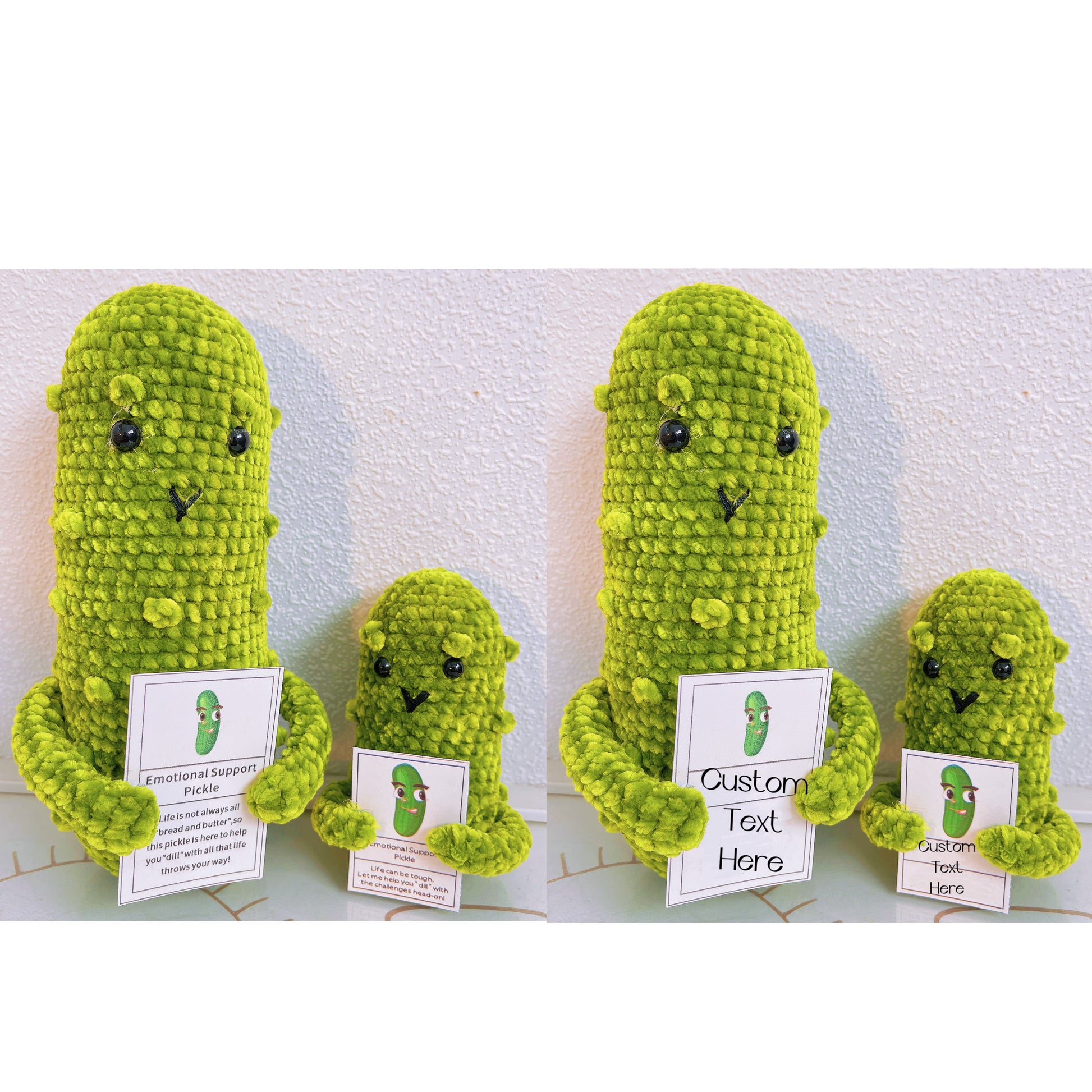 Handmade Green Smiling Stuffed Friendship Emotional Support Pickle Knit  Cucumber