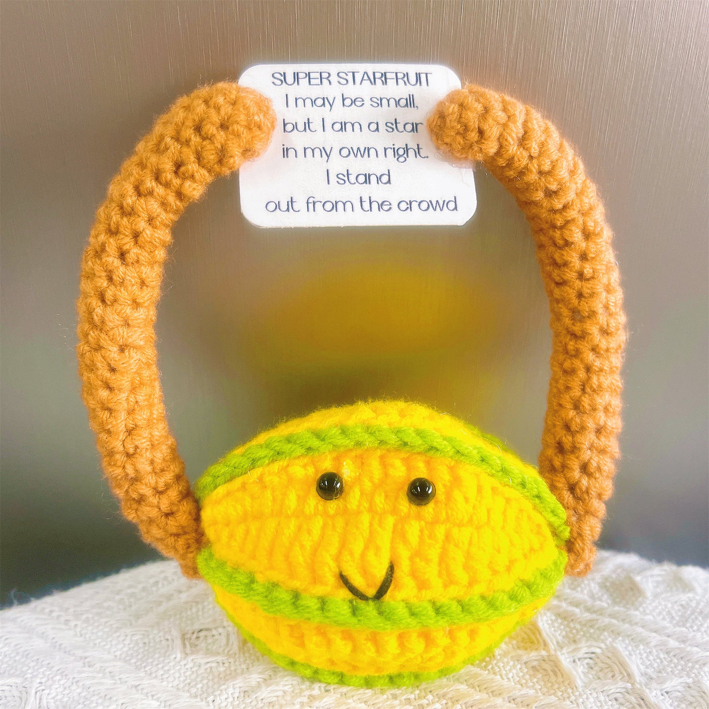 Plush Super Starfruit Positivo Fatto a Mano con Messaggio Ispirazionale Personalizzabile - Regalo Incoraggiante per la Laurea del Liceo o dell'Università, per il Cambio di Lavoro