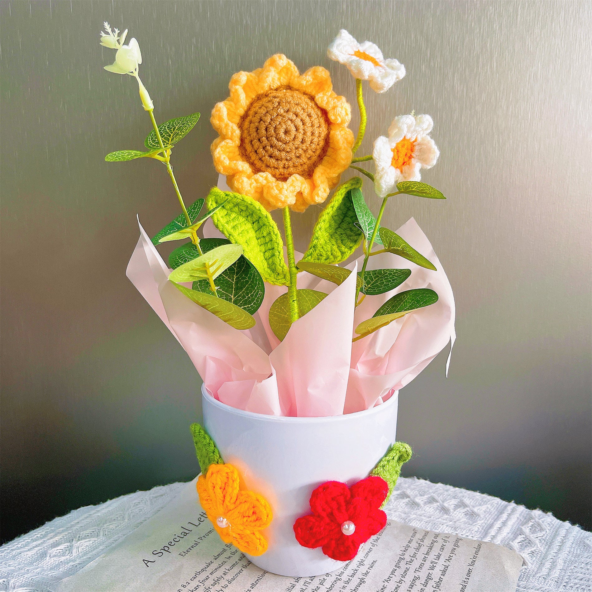 easter plant pot decorations Handcrafted Crocheted Decorative Flower Pot