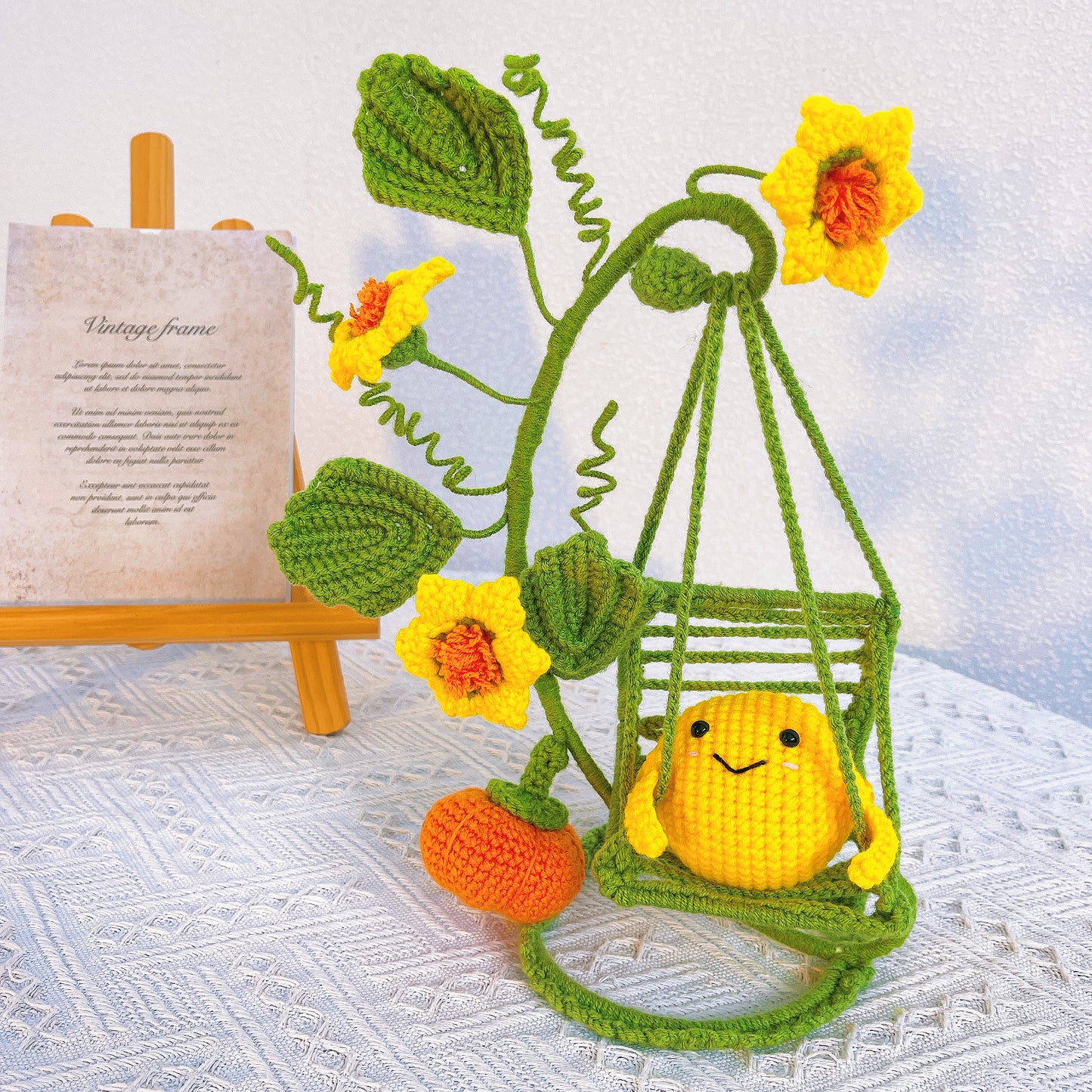 Conjunto de Decoración Colgante de Macramé Artesanal en Tejido de Ganchillo: Adornos Positivos en Forma de Limón, Calabaza y Luna Crescente con Columpio para Decoración del Hogar, Regalos Boho Chic, Estaciones Festivas