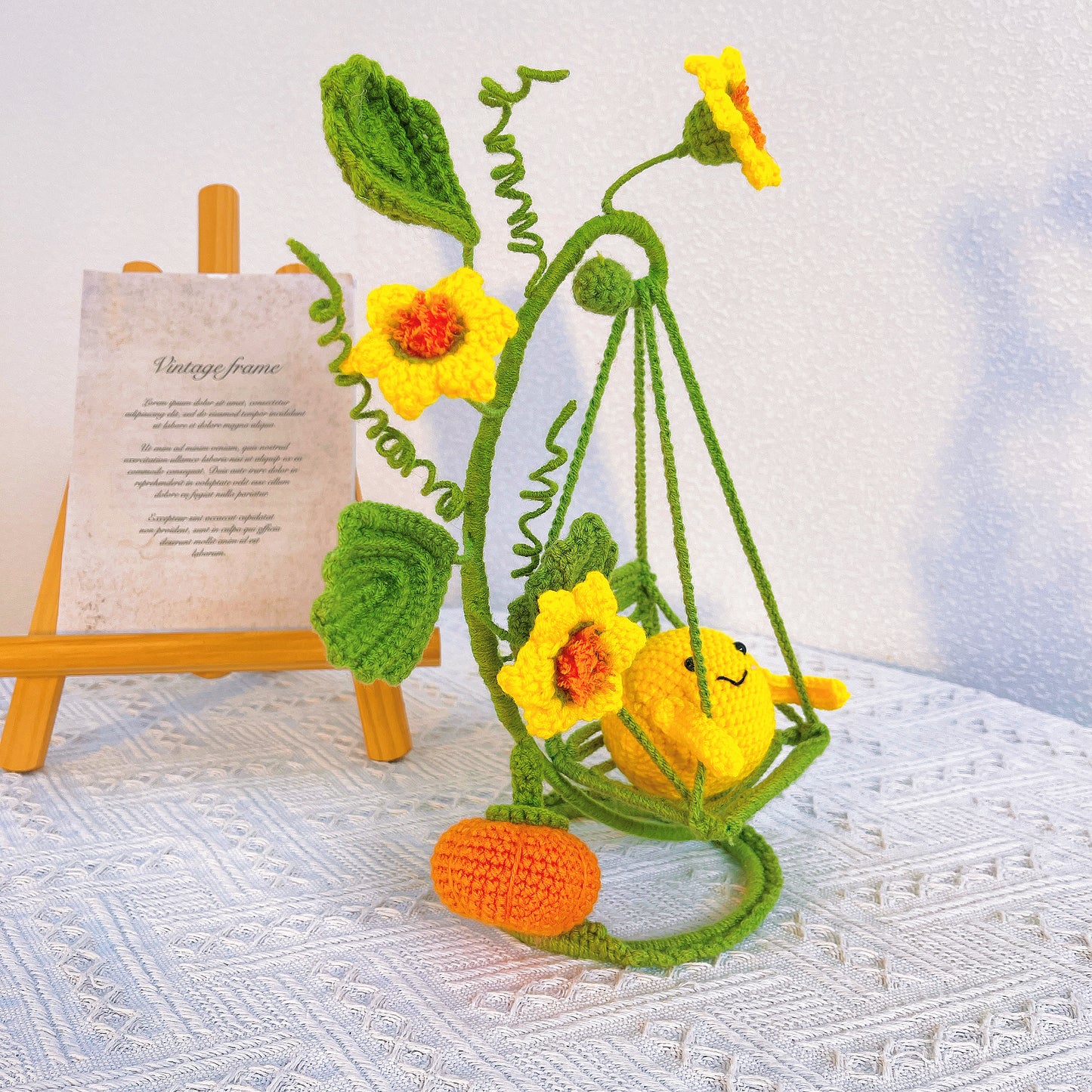 Conjunto de Decoración Colgante de Macramé Artesanal en Tejido de Ganchillo: Adornos Positivos en Forma de Limón, Calabaza y Luna Crescente con Columpio para Decoración del Hogar, Regalos Boho Chic, Estaciones Festivas