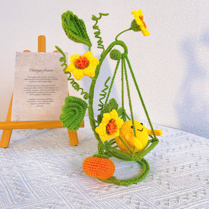 Conjunto de Decoración Colgante de Macramé Artesanal en Tejido de Ganchillo: Adornos Positivos en Forma de Limón, Calabaza y Luna Crescente con Columpio para Decoración del Hogar, Regalos Boho Chic, Estaciones Festivas