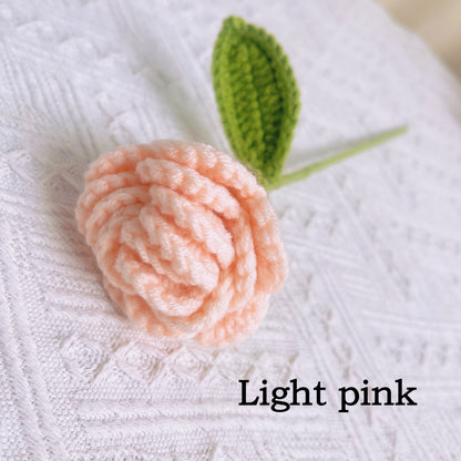 手工鉤織外翻玫瑰——毛線精製，家居裝飾，禮物首選，浪漫迷人，象徵之花，仿真花卉，情人節佳選