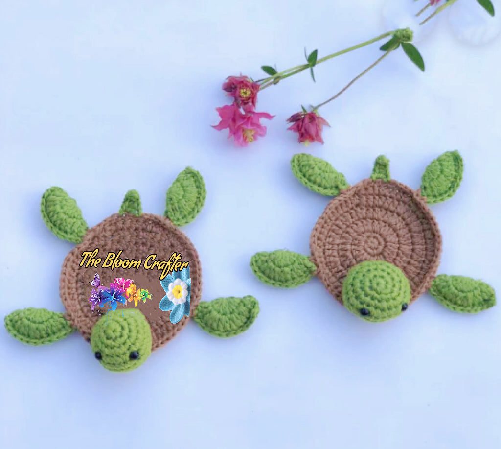 Crocheted Turtle / Goat Design Coasters - Knitted Cup Mat/Heat Pad