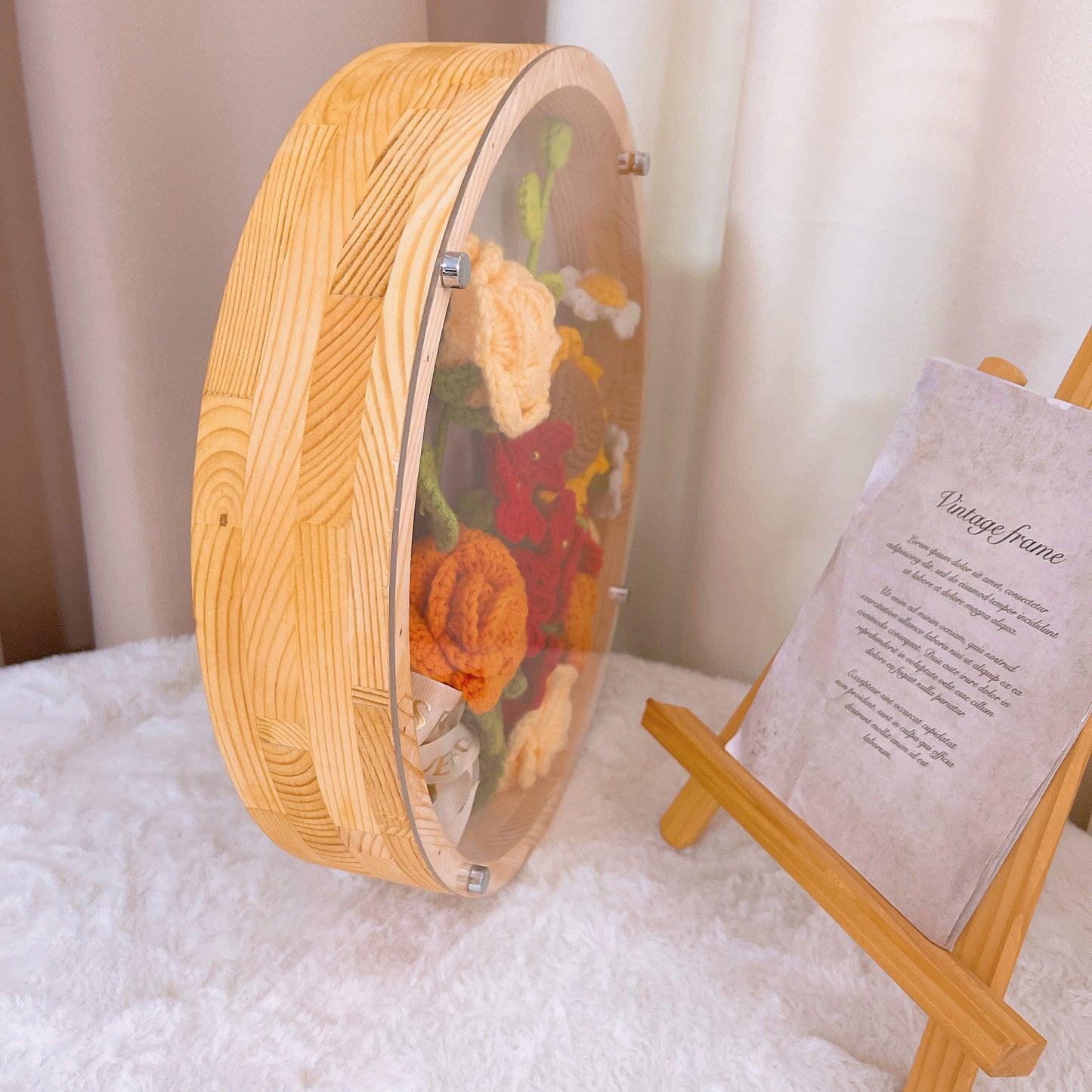 Sunny Breeze Artistry: Handcrafted Crochet Flower Frame Decoration