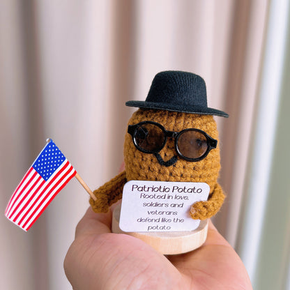 Plushie a maglia di patata patriottica con bandiera nazionale - Decorazione unica e accattivante per i sostenitori positivi della patria, orgoglio olimpico, veterani, soldati commemorati, Giorno dell'Indipendenza USA, UK, Australia.