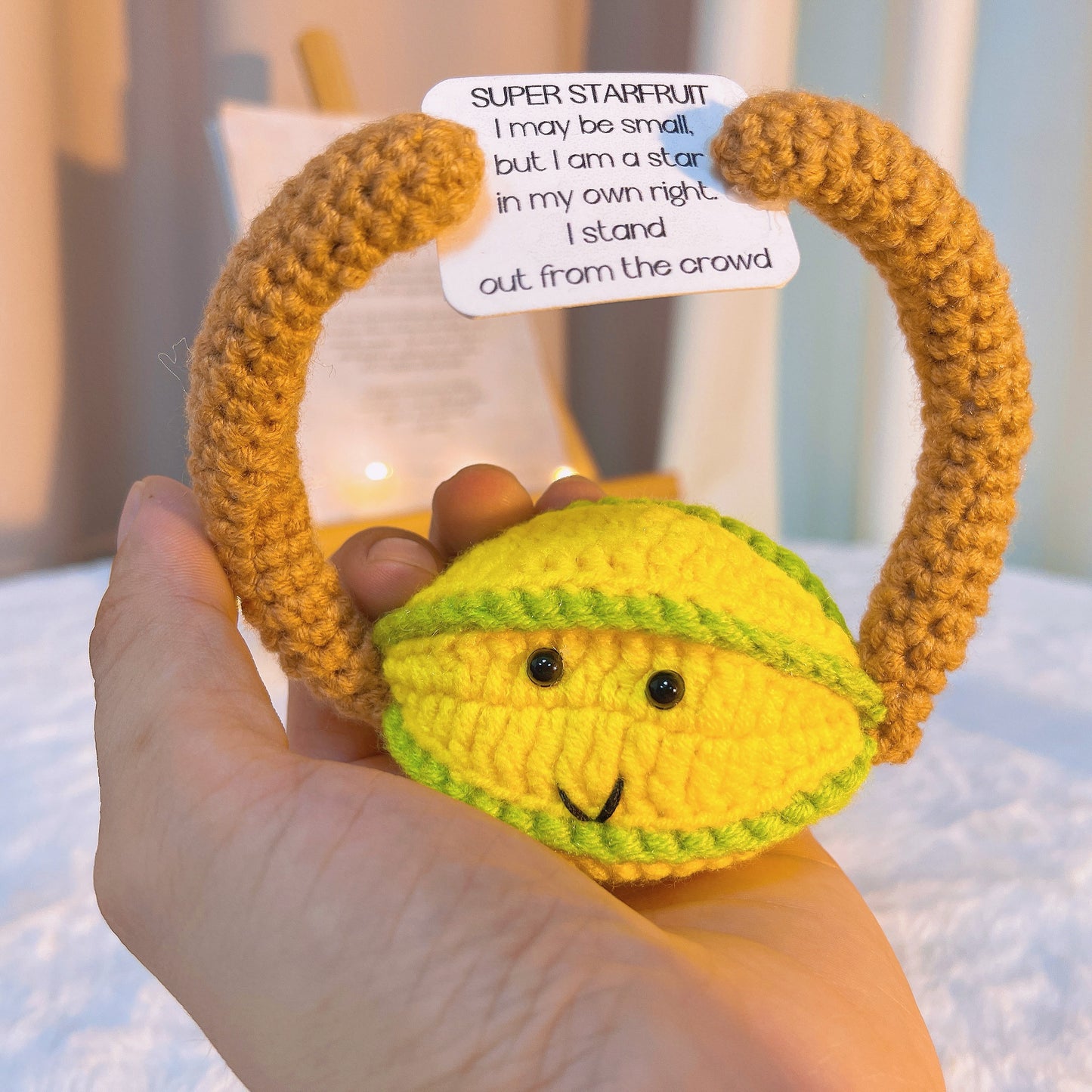 Plush Super Starfruit Positivo Fatto a Mano con Messaggio Ispirazionale Personalizzabile - Regalo Incoraggiante per la Laurea del Liceo o dell'Università, per il Cambio di Lavoro