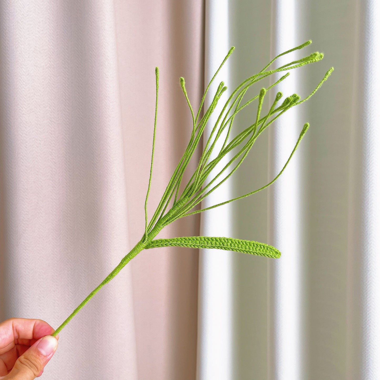 Eco-Friendly Handcrafted Crochet Fountain Grass Bouquet - Pollen-Free, Allergy-Safe, Budding Green Decor for Home & Events - Perfect for Spring Decorations, Weddings, & Eco-Conscious Gifts