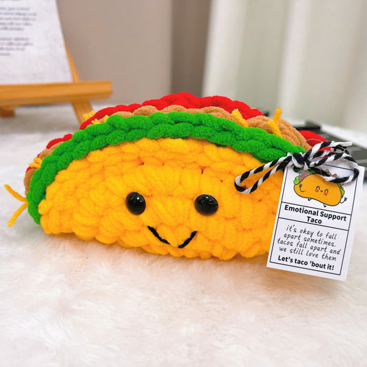 Brinquedo de Pelúcia Mexicano Taco de Apoio Emocional Feito à Mão em Crochê com Texto Personalizável: Presente de Amizade, Companheiro Positivo